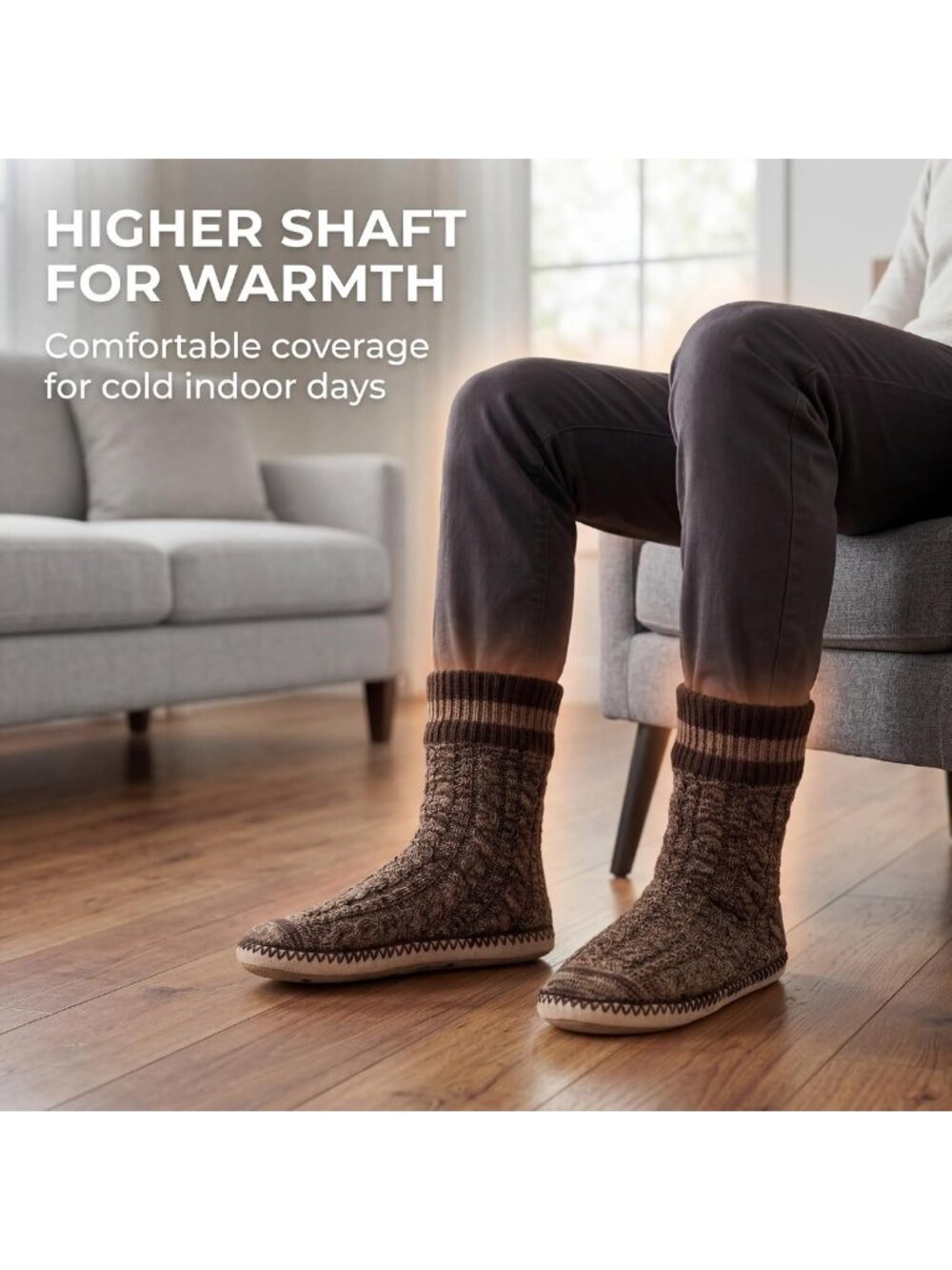 Cozy Men's Fleece-Lined Slippers | Soft Sole, Non-Slip, Warm Sock Shoes - Picture 6 of 9